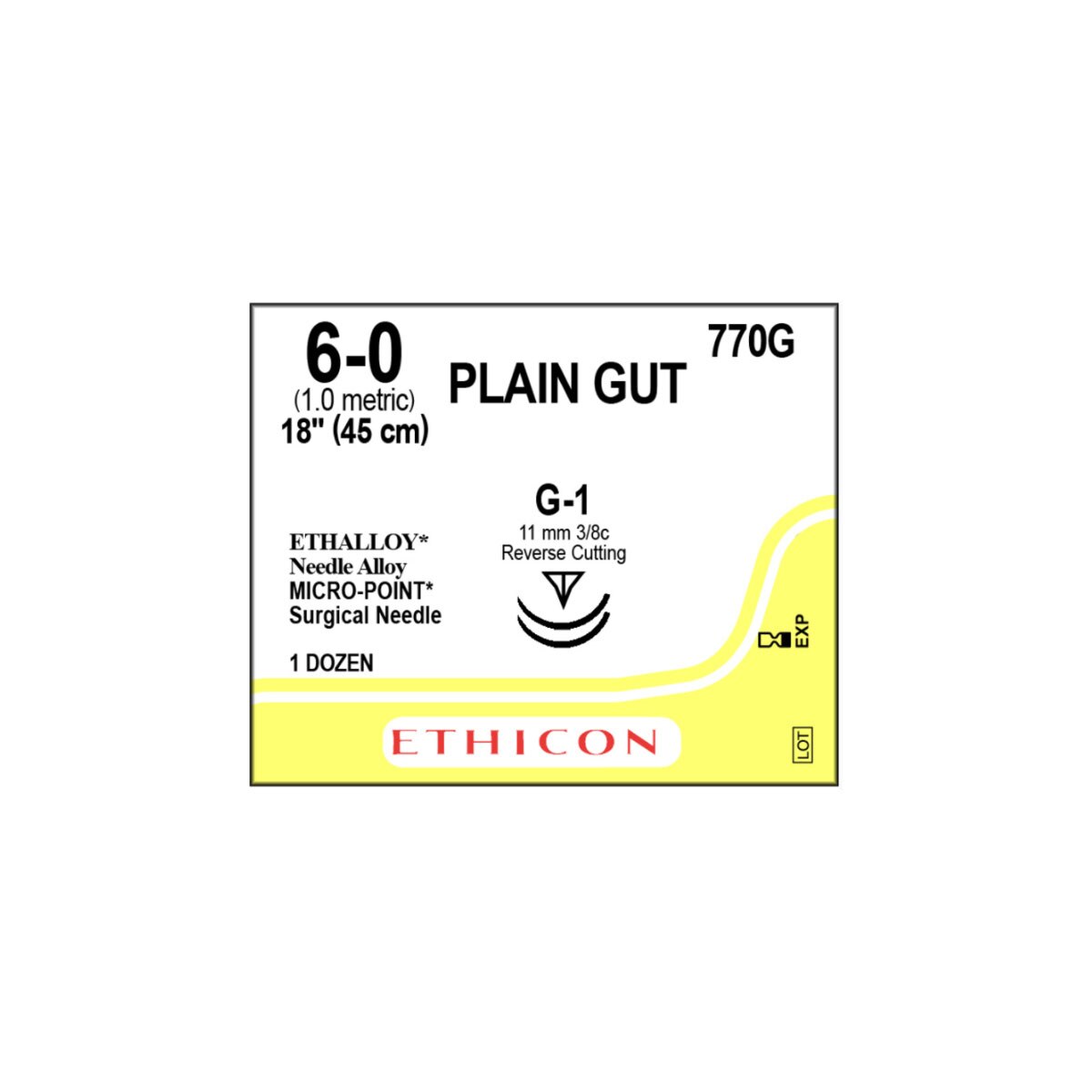 Ethicon 60 Plain Gut Suture 770G 12/Box